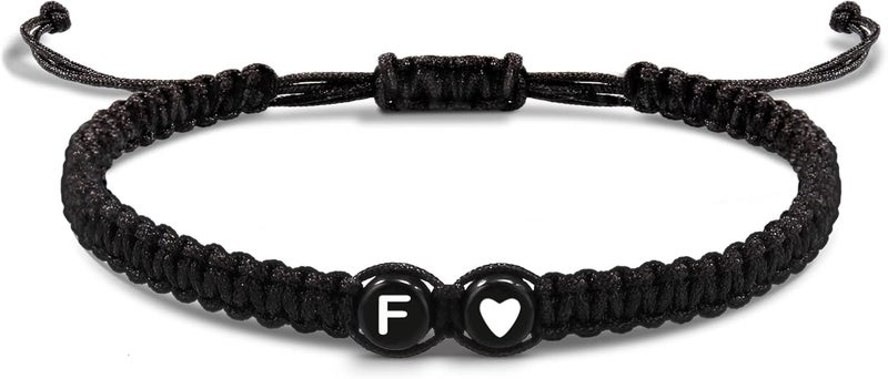 Btysun Valentines Day Gifts for Him Boyfriend, Initial Bracelets for Women Teen Valentines Gifts for Her Trendy Stuff Best Friend Birthday Gift Graduation Adjustable Letter A-Z Braided Bracelets Heart Link Sister Daughter Mother's Day Mom Female Christmas Jewelry - Image 1